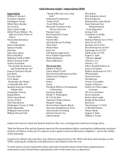 Unit 8 Review Guide—Imperialism/WWI