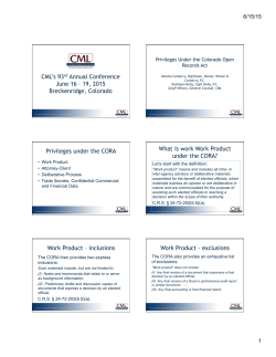 Privileges Under the Colorado Open Records Act