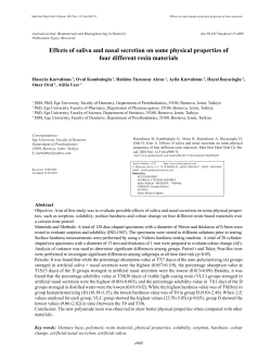 Effects of saliva and nasal secretion on some physical properties of