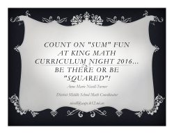 King Family Math Night Presentation 2016