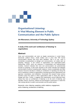 Organisational Listening: A Vital Missing Element in Public