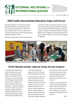 External Relations and Internationalization for AY 2013