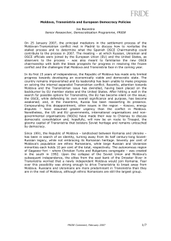 1/7 Moldova, Transnistria and European Democracy Policies Jos