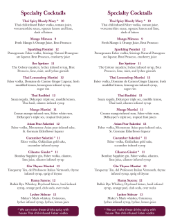 Drink Menu - White Orchids | Thai Cuisine