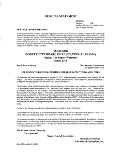 official statement hoover city board of education - EMMA