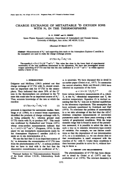 CHARGE EXCHANGE OF METASTABLE `D OXYGEN IONS WITH