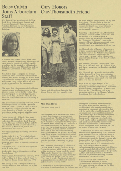 Betsy Calvin Joins Arboretum Staff Cary Honors One