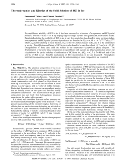 Thermodynamics and Kinetics of the Solid Solution of HCl in Ice