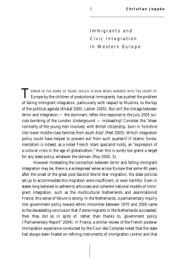 Immigrants and Civic Integration in Western Europe