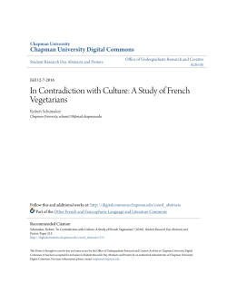 In Contradiction with Culture: A Study of French Vegetarians