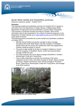 South West rainfall and streamflow summary