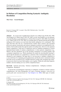 In Defense of Competition During Syntactic Ambiguity Resolution