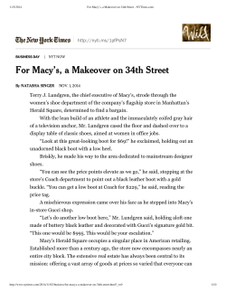 For Macy`s, a Makeover on 34th Street