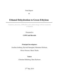 Ethanol Dehydration to Green Ethylene