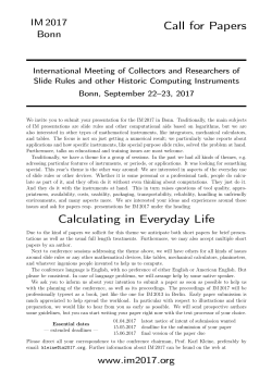 Call for Papers Calculating in Everyday Life
