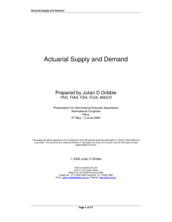 Actuarial Supply and Demand - International Actuarial Association