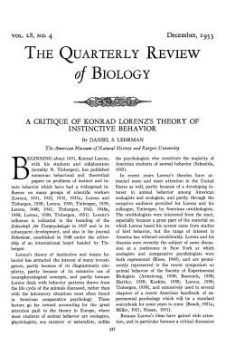 critique of konrad lorenz`s theory