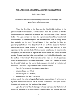 1 THE LIFE-FORCE&mdash;UNIVERSAL AGENT OF TRANSMUTATION