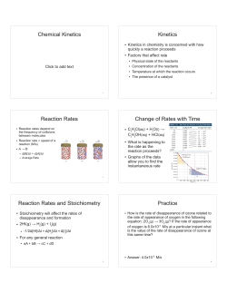 Chemical Kinetics Kinetics Reaction Rates