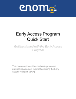 eNom Early Access Program Quick Start