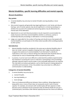 Mental disabilities, specific learning difficulties and mental capacity