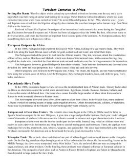 Turbulent Centuries in Africa European Outposts in