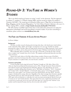 ROUND-UP 3: YOUTUBE IN WOMEN`S STUDIES