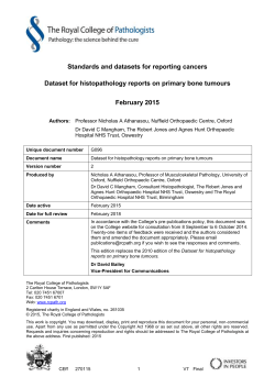 Dataset for histopathology reports on primary bone tumours