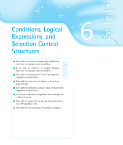 Conditions, Logical Expressions, and Selection Control Structures
