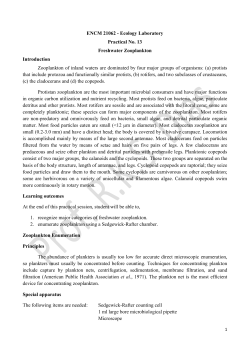 ENCM 21062 - Ecology Laboratory Practical No. 13 Freshwater