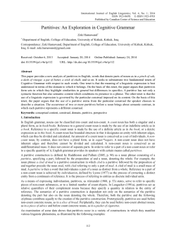 Partitives: An Exploration in Cognitive Grammar