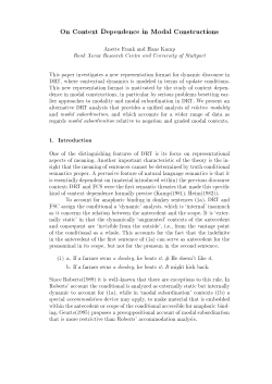 On Context Dependence in ModalConstructions Anette Frank and