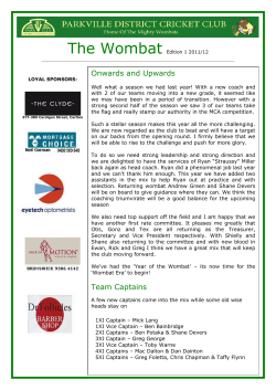 Edition 1 - Parkville District Cricket Club
