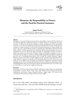Myanmar, the Responsibility to Protect, and the Need for Practical