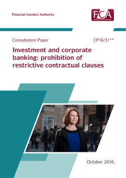 CP16/31: Investment and corporate banking: prohibition of