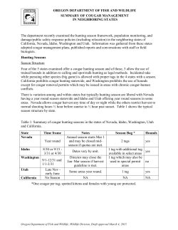 Summary of Cougar Management in Neighboring States
