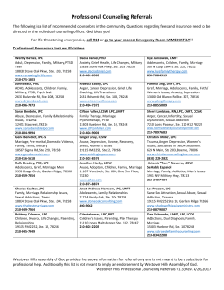 Professional Counseling Referrals
