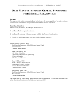 Oral Manifestations in Genetic Syndromes with Mental Retardation