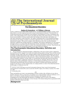 The Educational Boundary1 The Psychoanalytic Educational