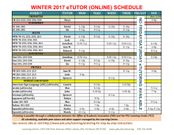 WINTER 2017 eTUTOR (ONLINE) SCHEDULE
