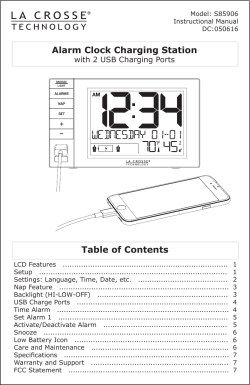 Alarm Clock Charging Station Table of Contents
