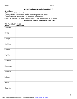 CCR English &ndash; Vocabulary Unit 7