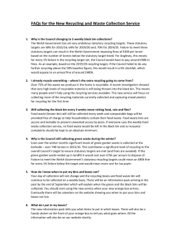 FAQs for the New Recycling and Waste Collection Service