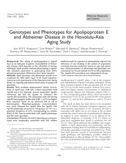 Genotypes and Phenotypes for Apolipoprotein E and Alzheimer