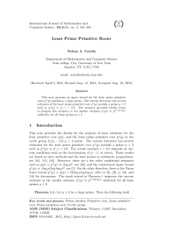 Nelson A. Carella, Least Prime Primitive Roots.