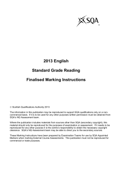 2013 English Standard Grade Reading Finalised Marking