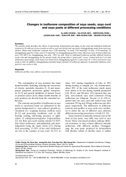 Changes in isoflavone composition of soya seeds, soya curd and