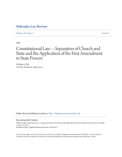Constitutional Law&mdash;Separation of Church and State and the
