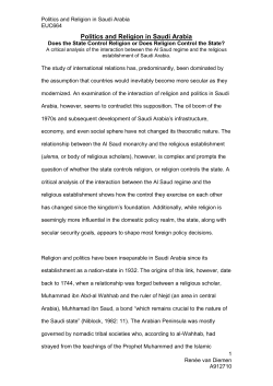 Politics and Religion in Saudi Arabia Does the State