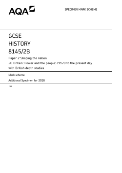 GCSE History Additional Specimen mark scheme Paper 2B
